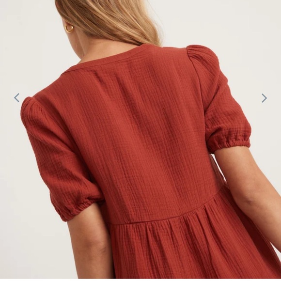 Marine Layer Jamie Short Sleeve Mini Dress in Barn Red - Picture 4 of 7